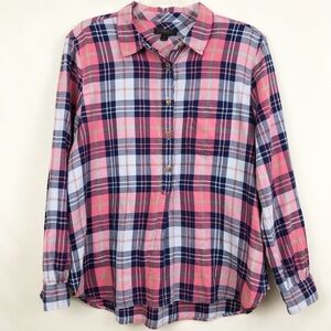 J. Crew Pink and Navy Plaid Fabric